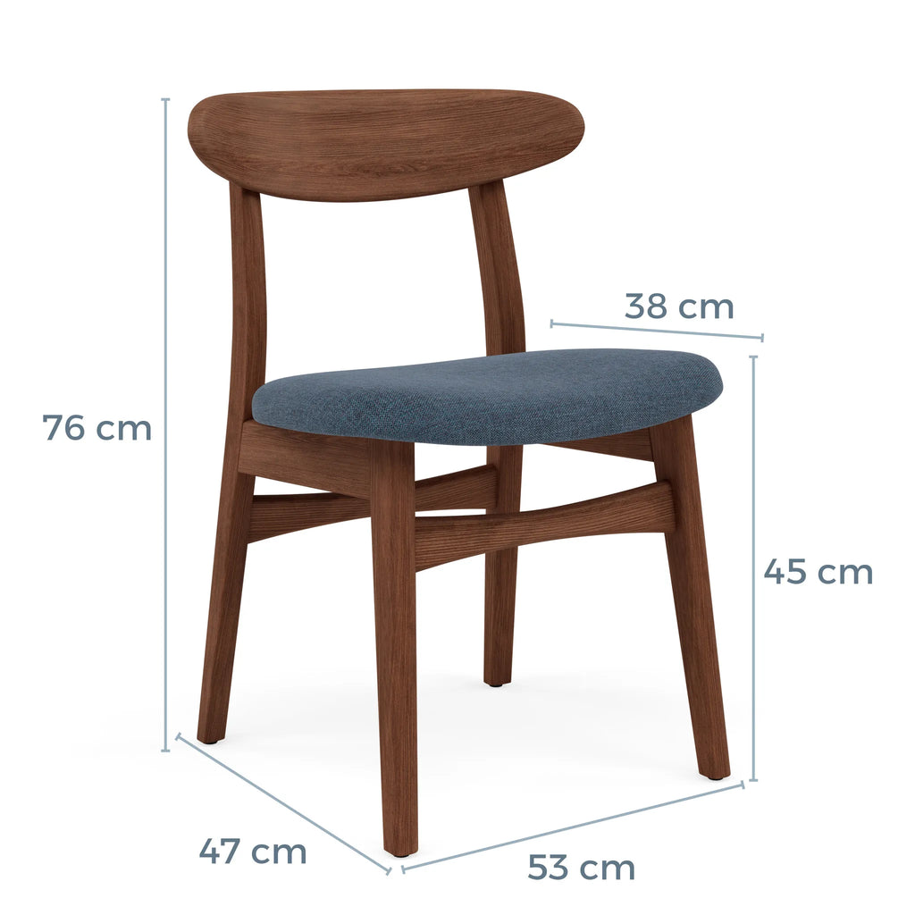 Magnus Dining Chair Chambray Blue Fabric Solid American Walnut