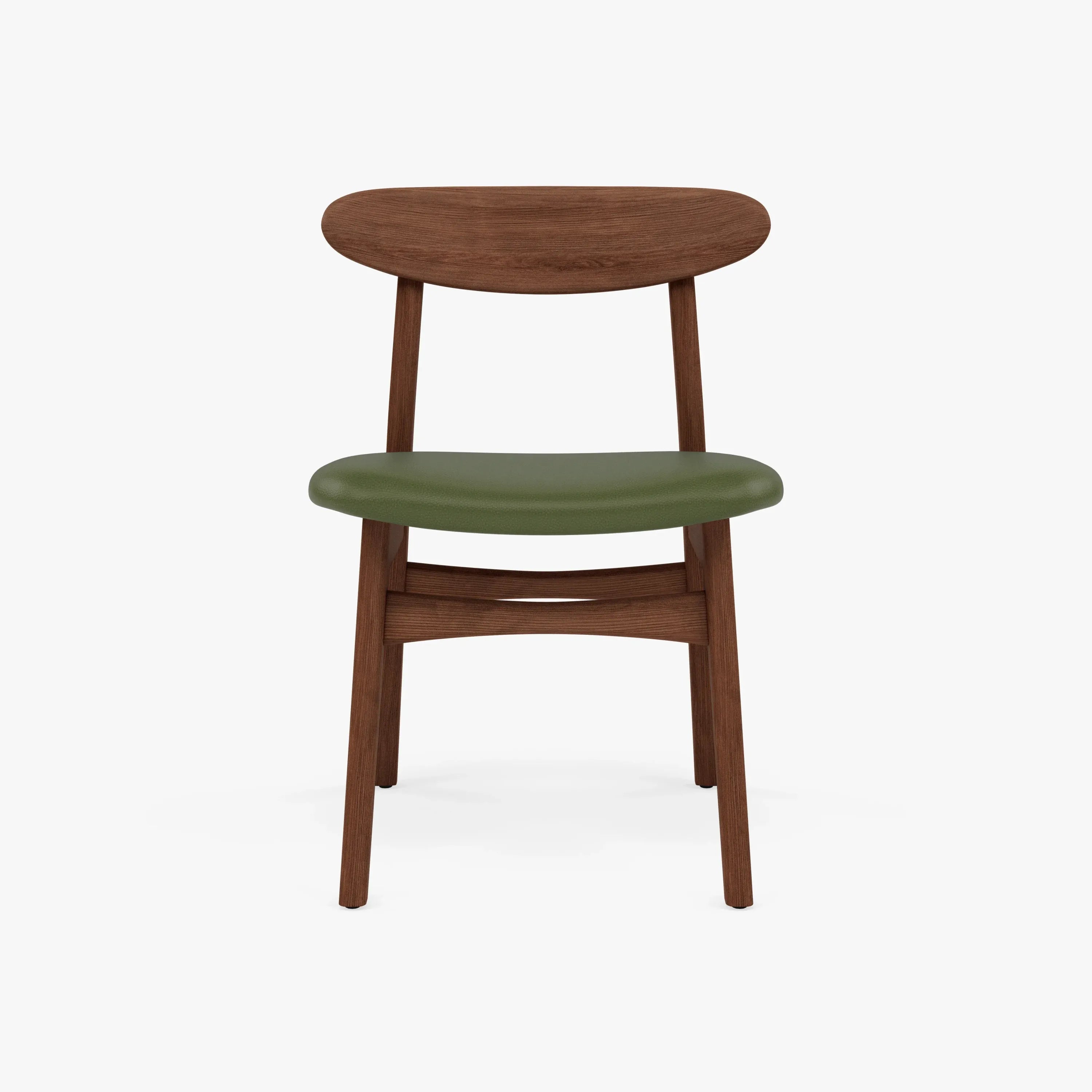 Magnus Dining Chair Green Leather Solid American Walnut