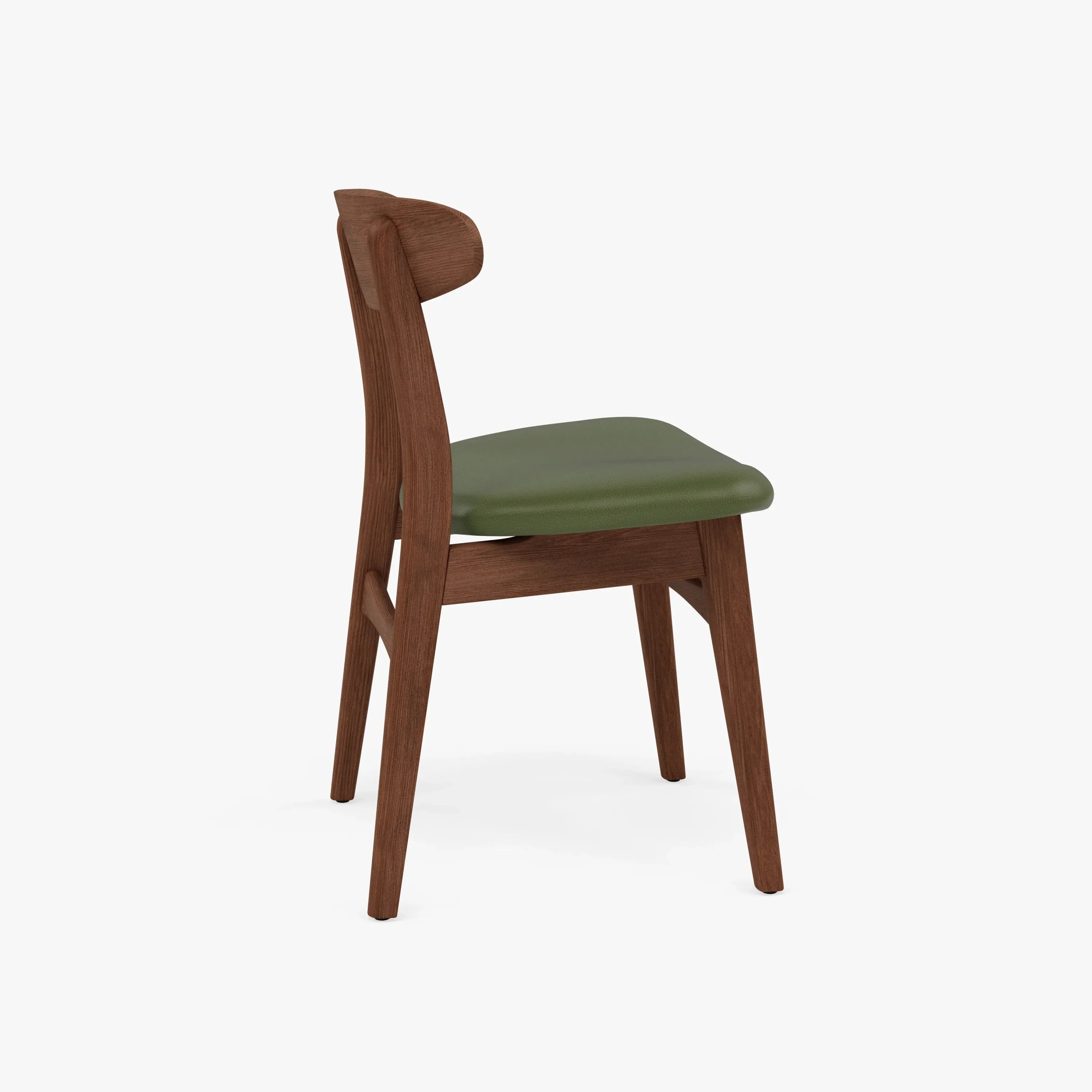 Magnus Dining Chair Green Leather Solid American Walnut