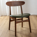 Magnus Dining Chair Green Leather Solid American Walnut