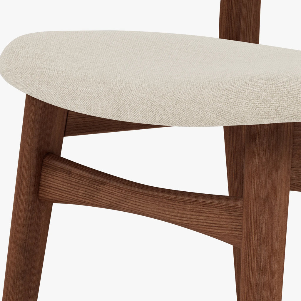 Magnus Dining Chair Oatmeal Beige Fabric Solid American Walnut
