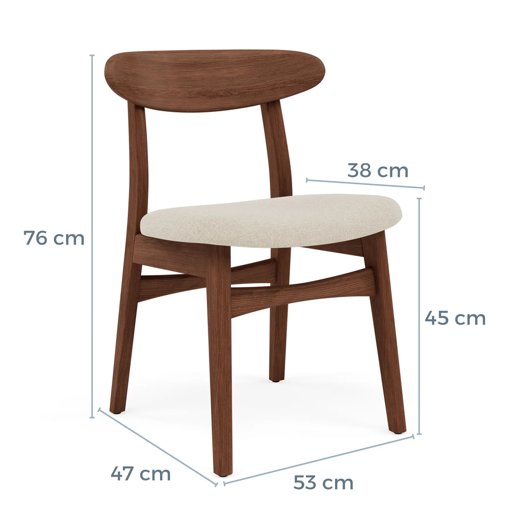 Magnus Dining Chair Oatmeal Beige Fabric Solid American Walnut