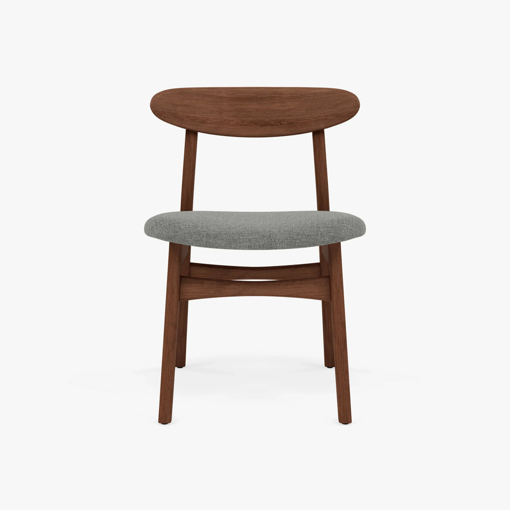 Magnus Dining Chair Pewter Grey Fabric Solid American Walnut