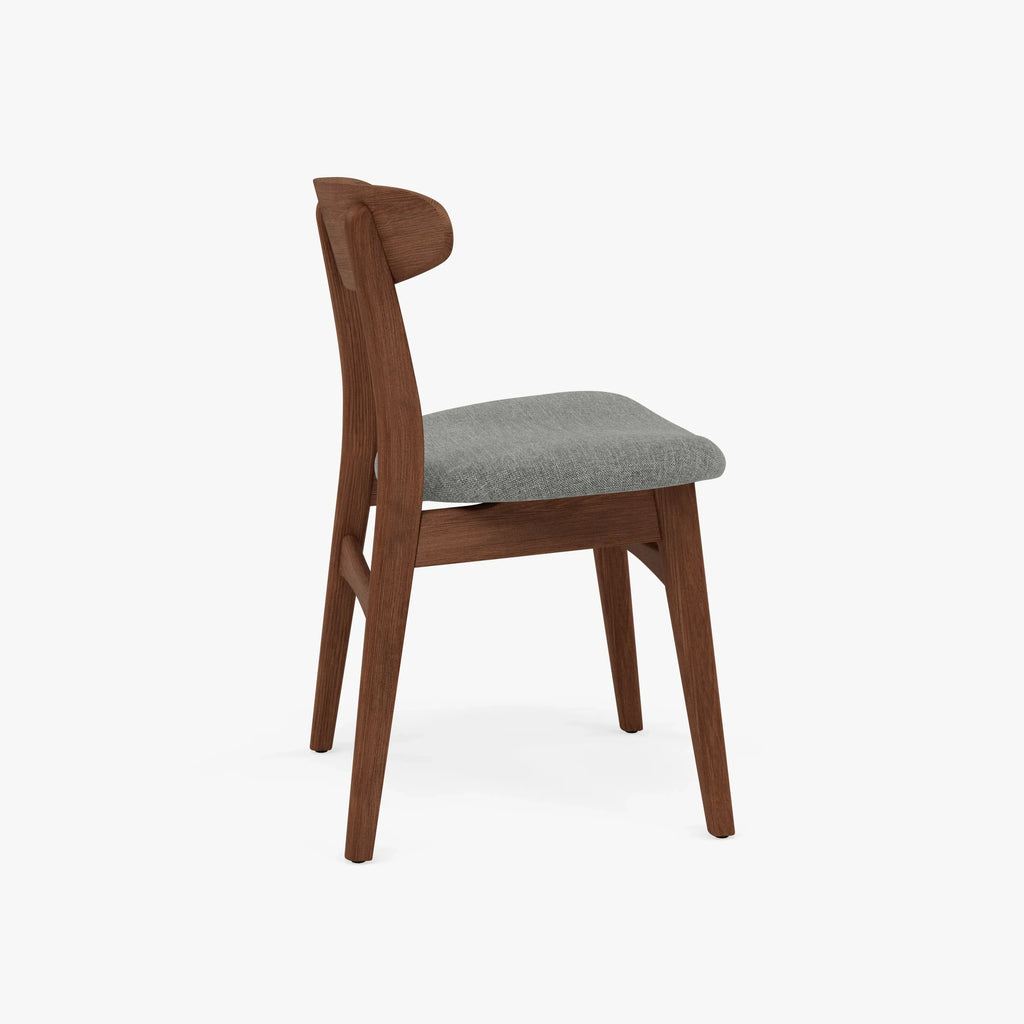 Magnus Dining Chair Pewter Grey Fabric Solid American Walnut