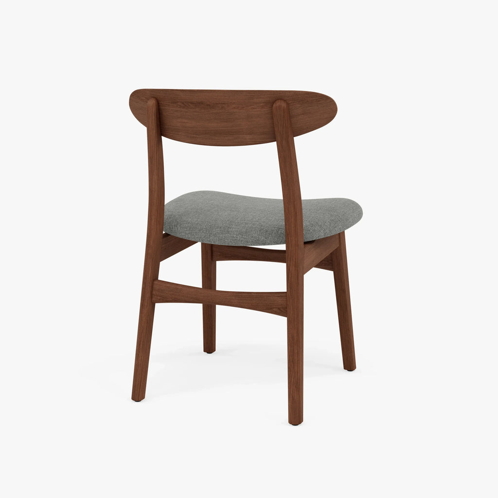 Magnus Dining Chair Pewter Grey Fabric Solid American Walnut