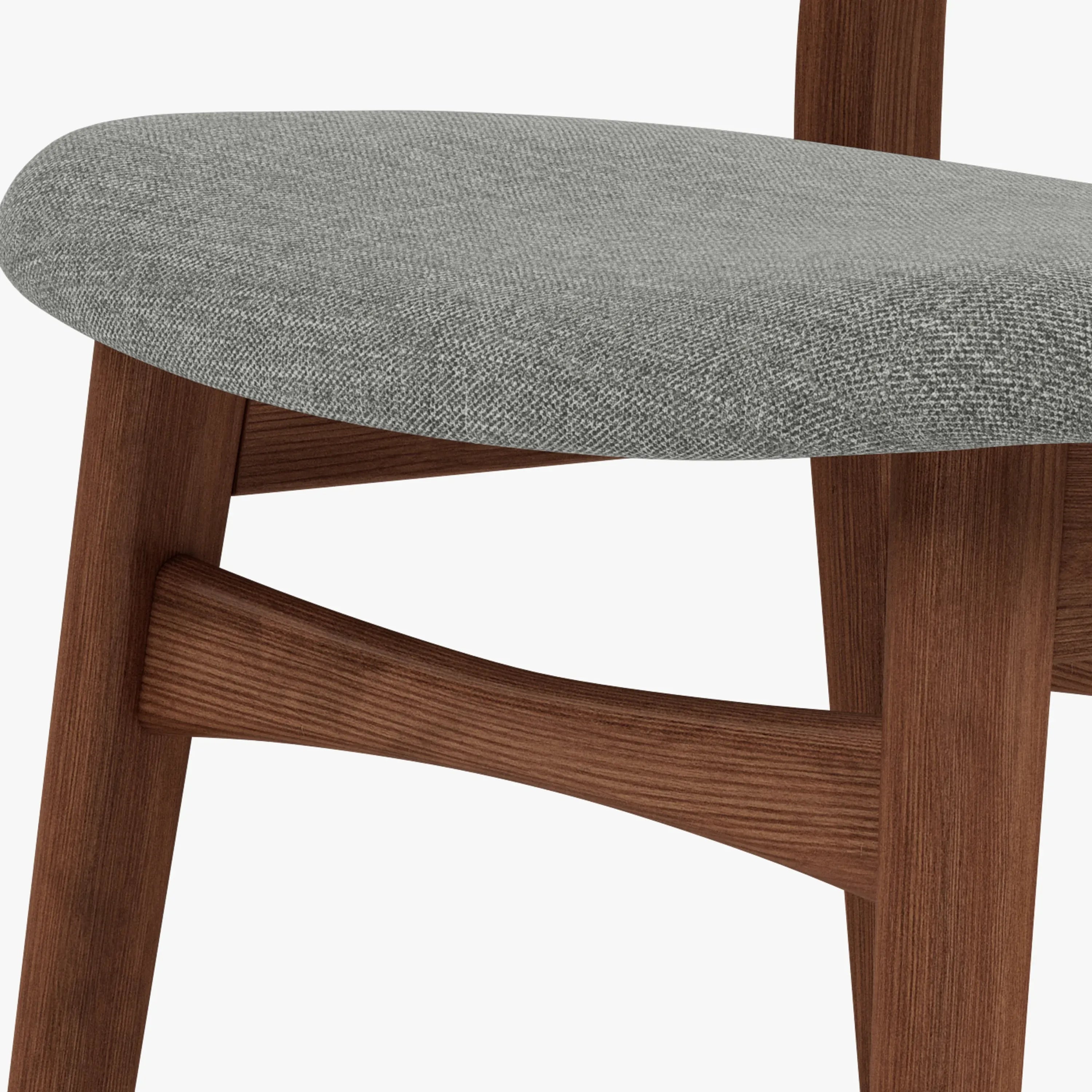 Magnus Dining Chair Pewter Grey Fabric Solid American Walnut