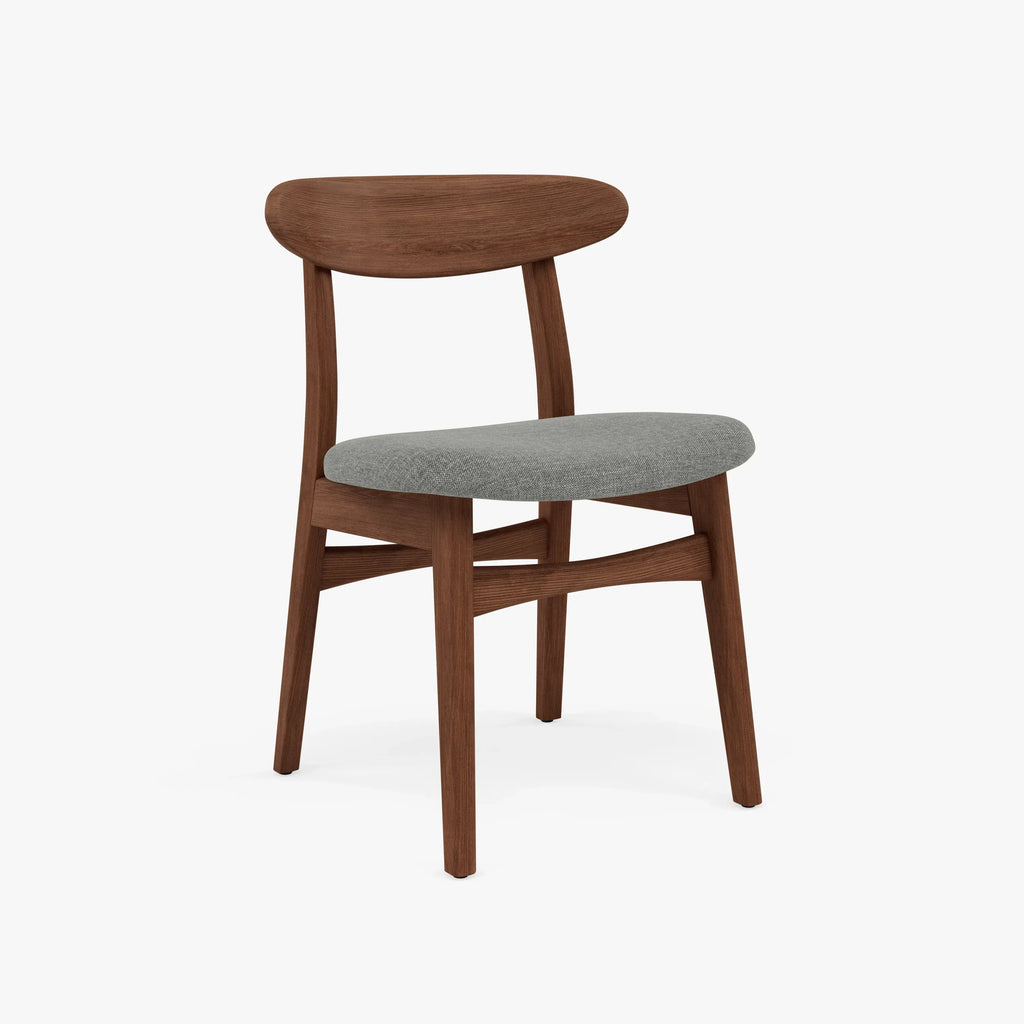 Magnus Dining Chair Pewter Grey Fabric Solid American Walnut