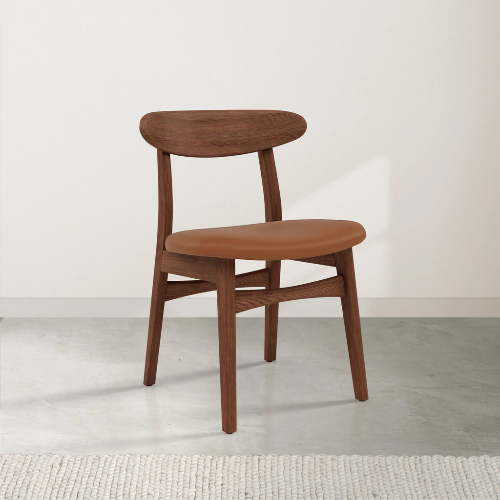 Magnus Dining Chair Tan Leather Solid American Walnut