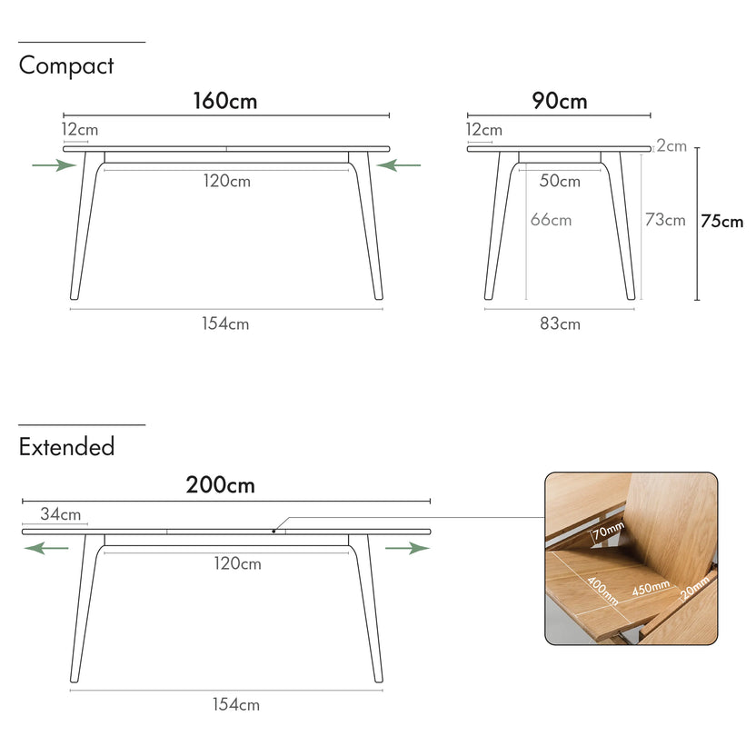 Magnus Dining Table Extendable Original 160-200 x 90cm Solid American Oak