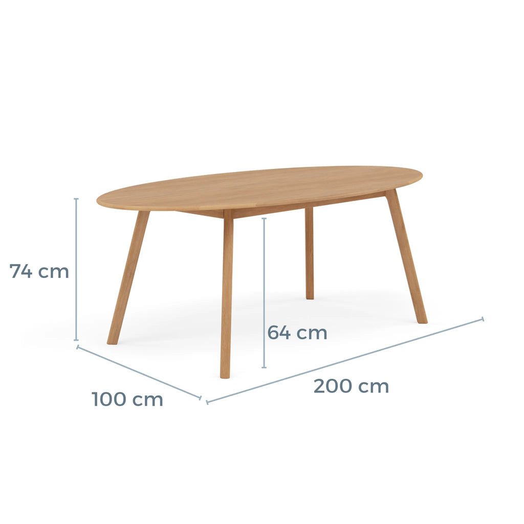 Magnus Dining Table Oval 200 x 100cm Solid American Oak