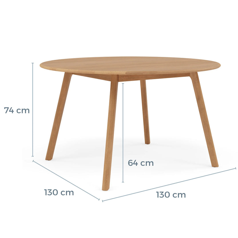 Magnus Dining Table Round 130cm Diameter Solid American Oak