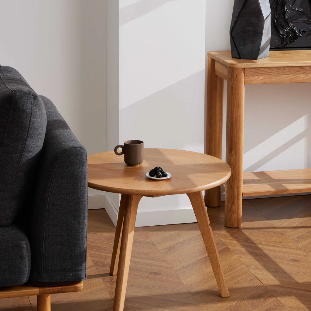 Magnus Side Table Round 60cm Diameter Solid American Oak