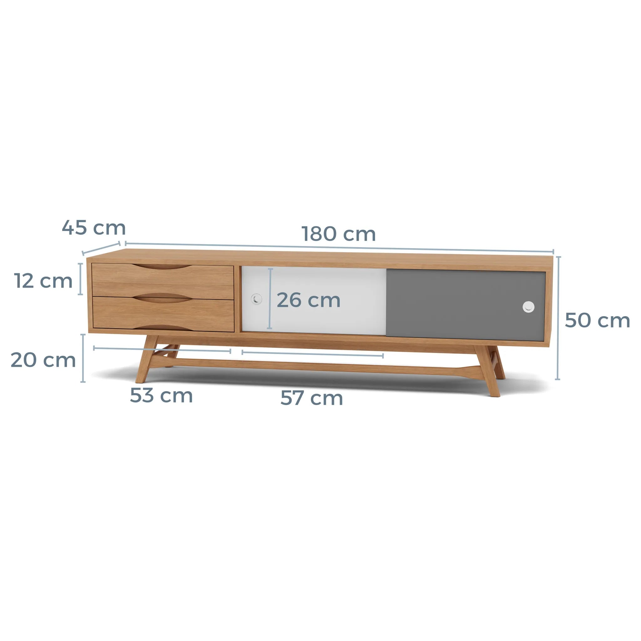 Magnus TV and Media Console 180 x 45cm Solid American Oak