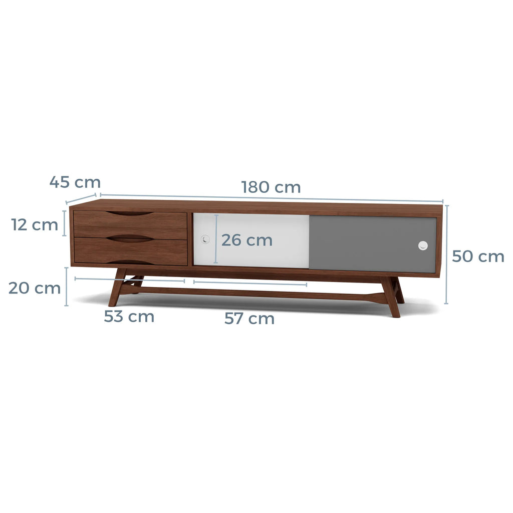 Magnus TV and Media Console 180 x 45cm Solid American Walnut