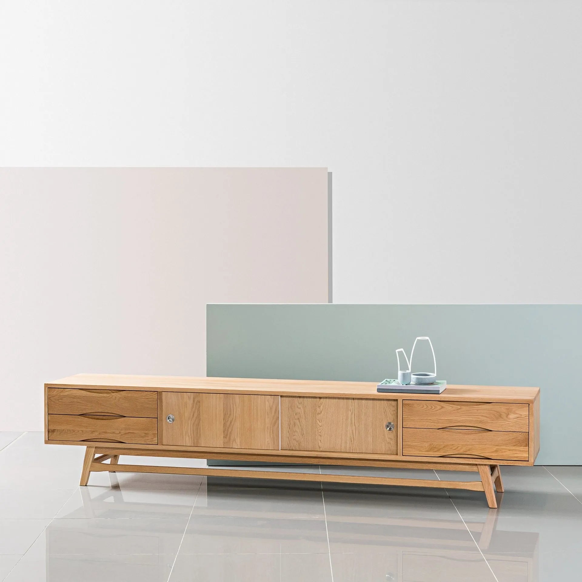 Magnus TV and Media Console 240 x 45cm Solid American Oak