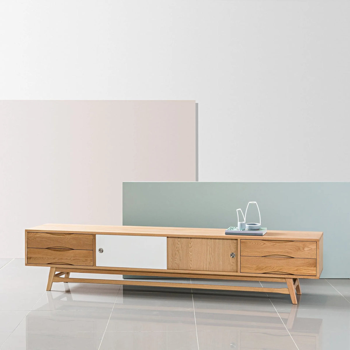Magnus TV and Media Console 240 x 45cm Solid American Oak