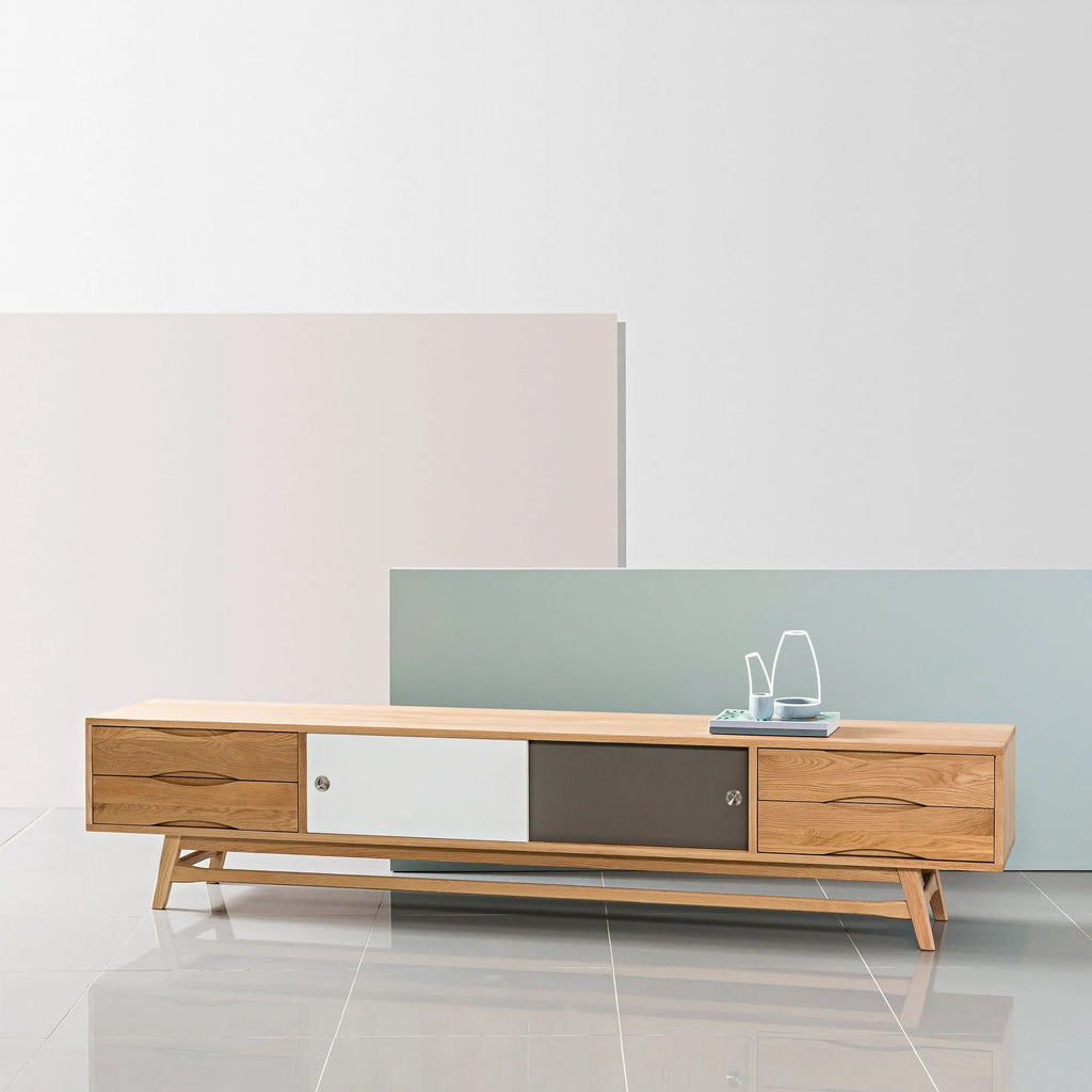 Magnus TV and Media Console 240 x 45cm Solid American Oak