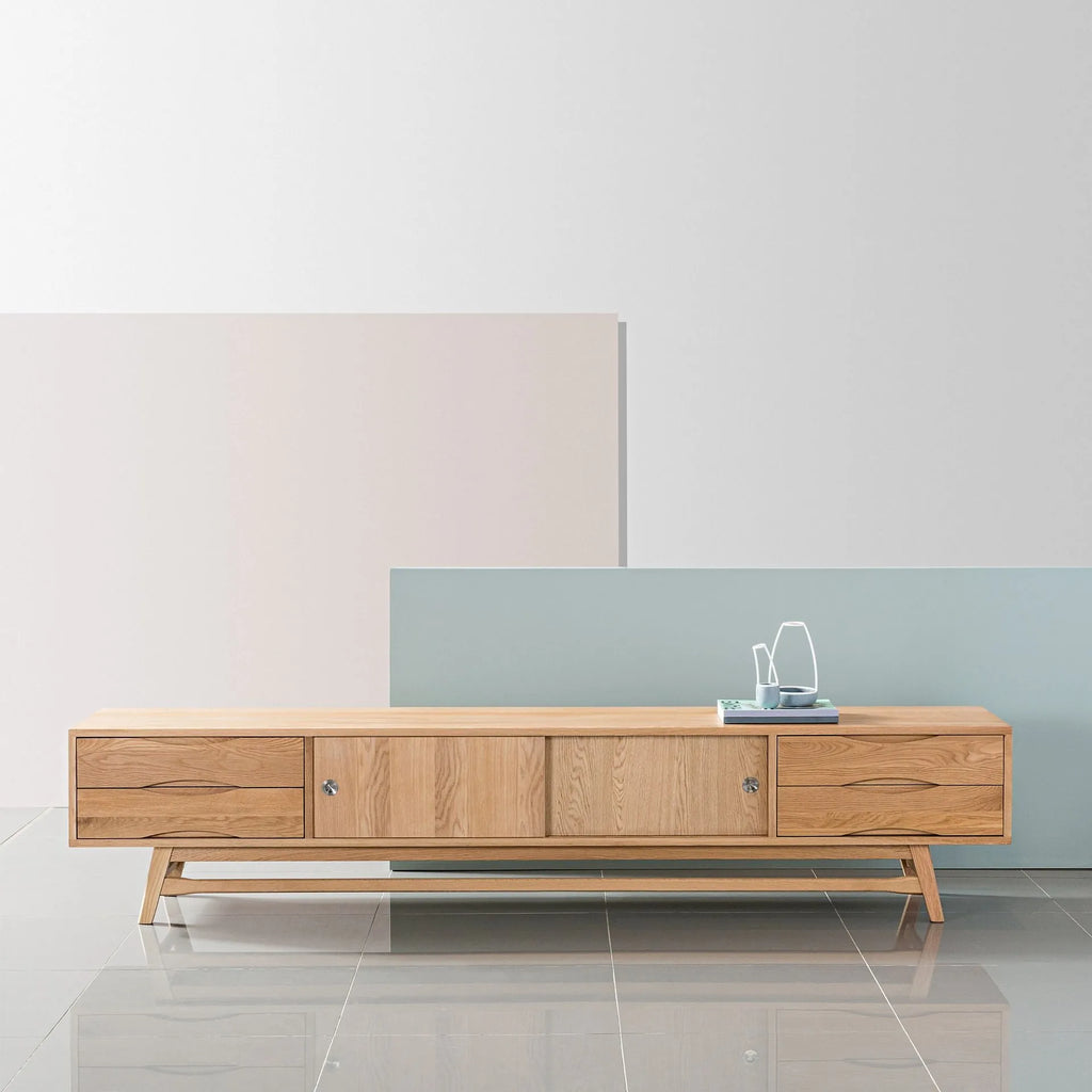 Magnus TV and Media Console 240 x 45cm Solid American Oak