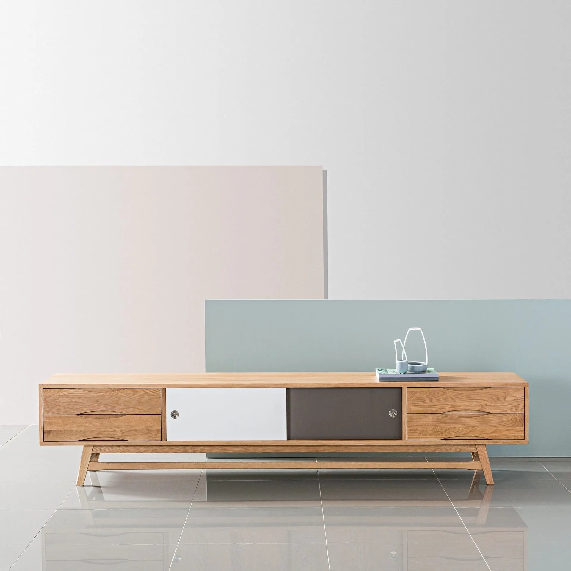 Magnus TV and Media Console 240 x 45cm Solid American Oak