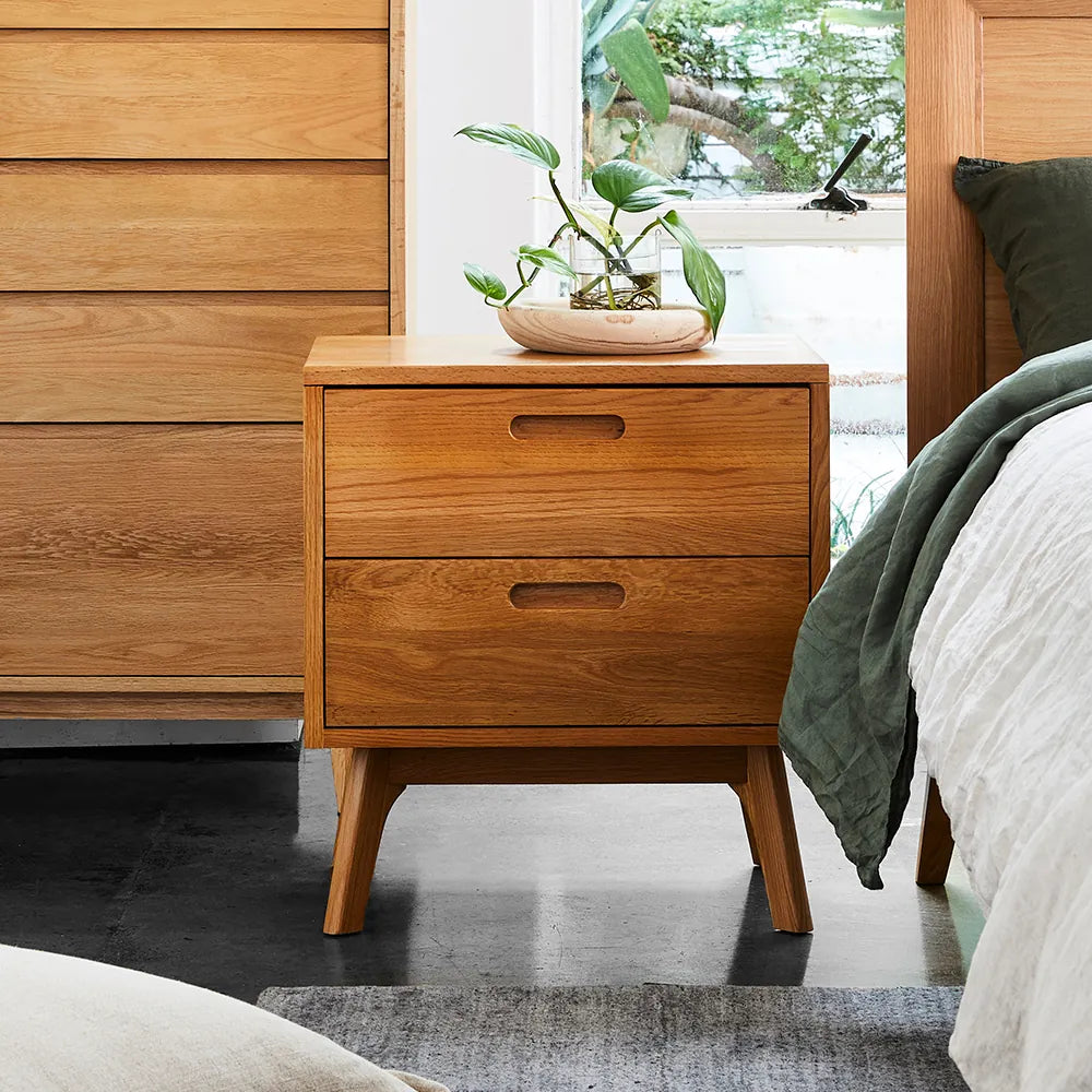 Maximus Bedside Table 2 Drawers 55 x 45cm Solid American Oak