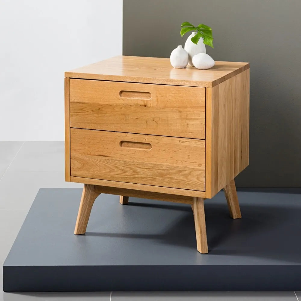 Maximus Bedside Table 2 Drawers 55 x 45cm Solid American Oak