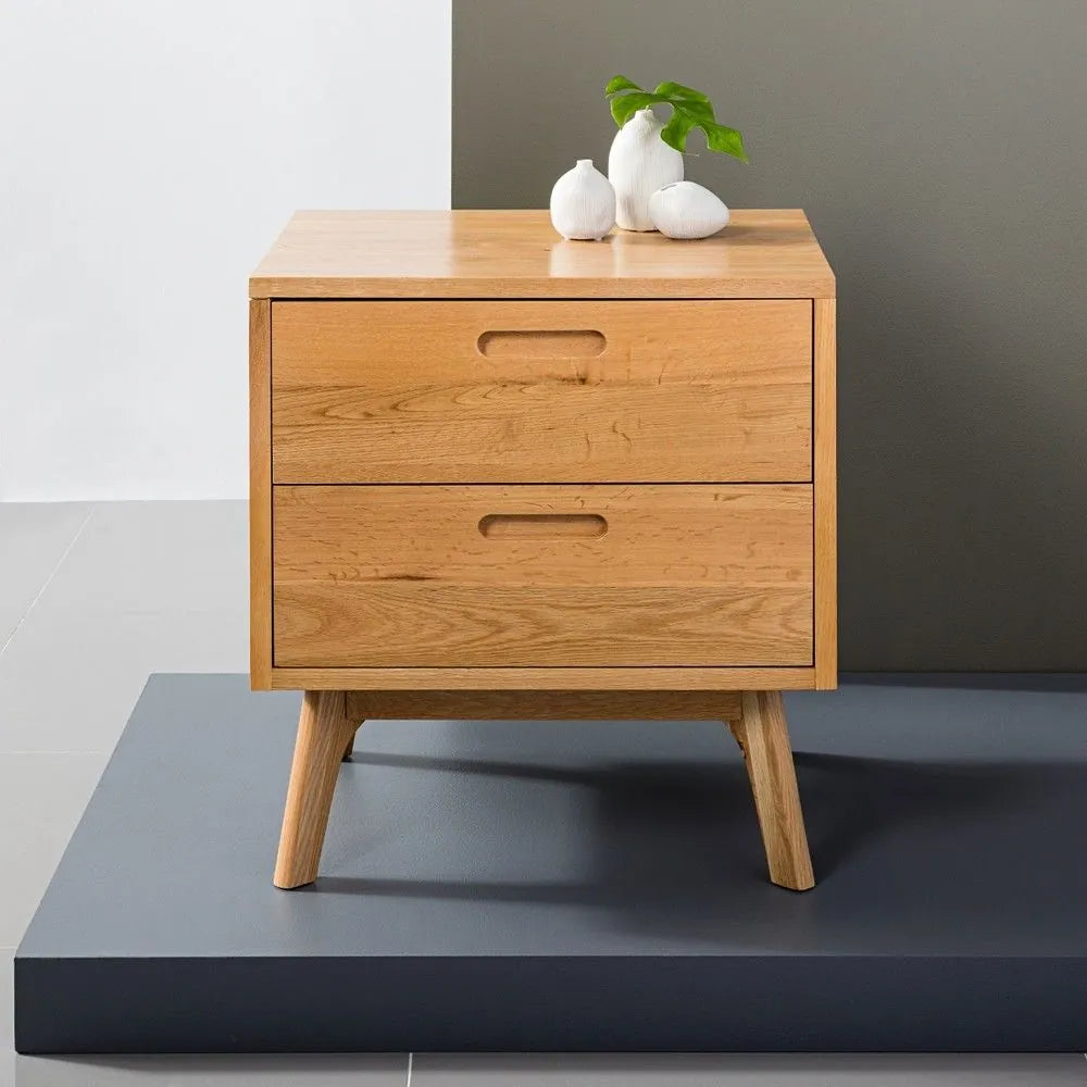 Maximus Bedside Table 2 Drawers 55 x 45cm Solid American Oak