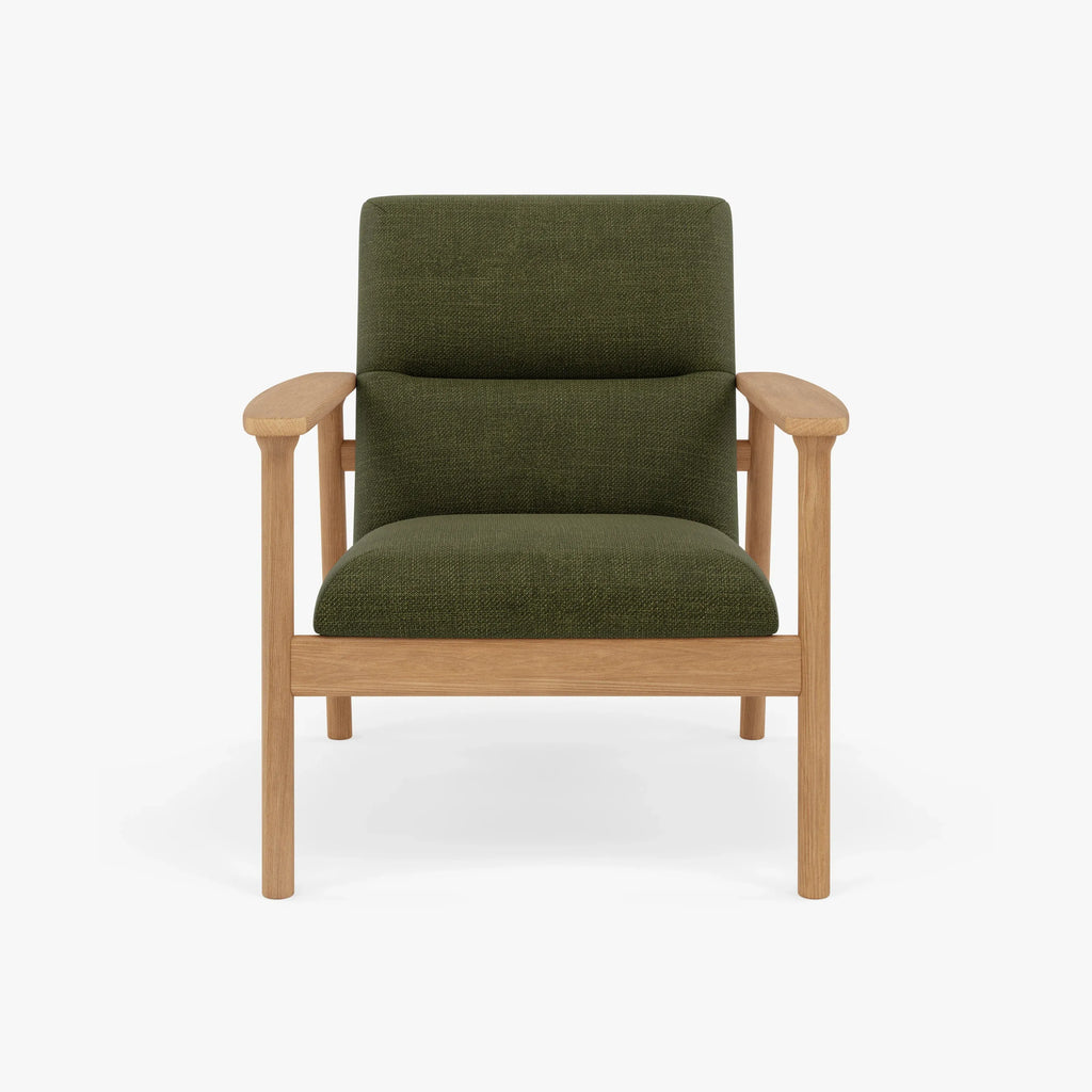 Mysa Armchair Alpine Green Fabric Solid American Oak