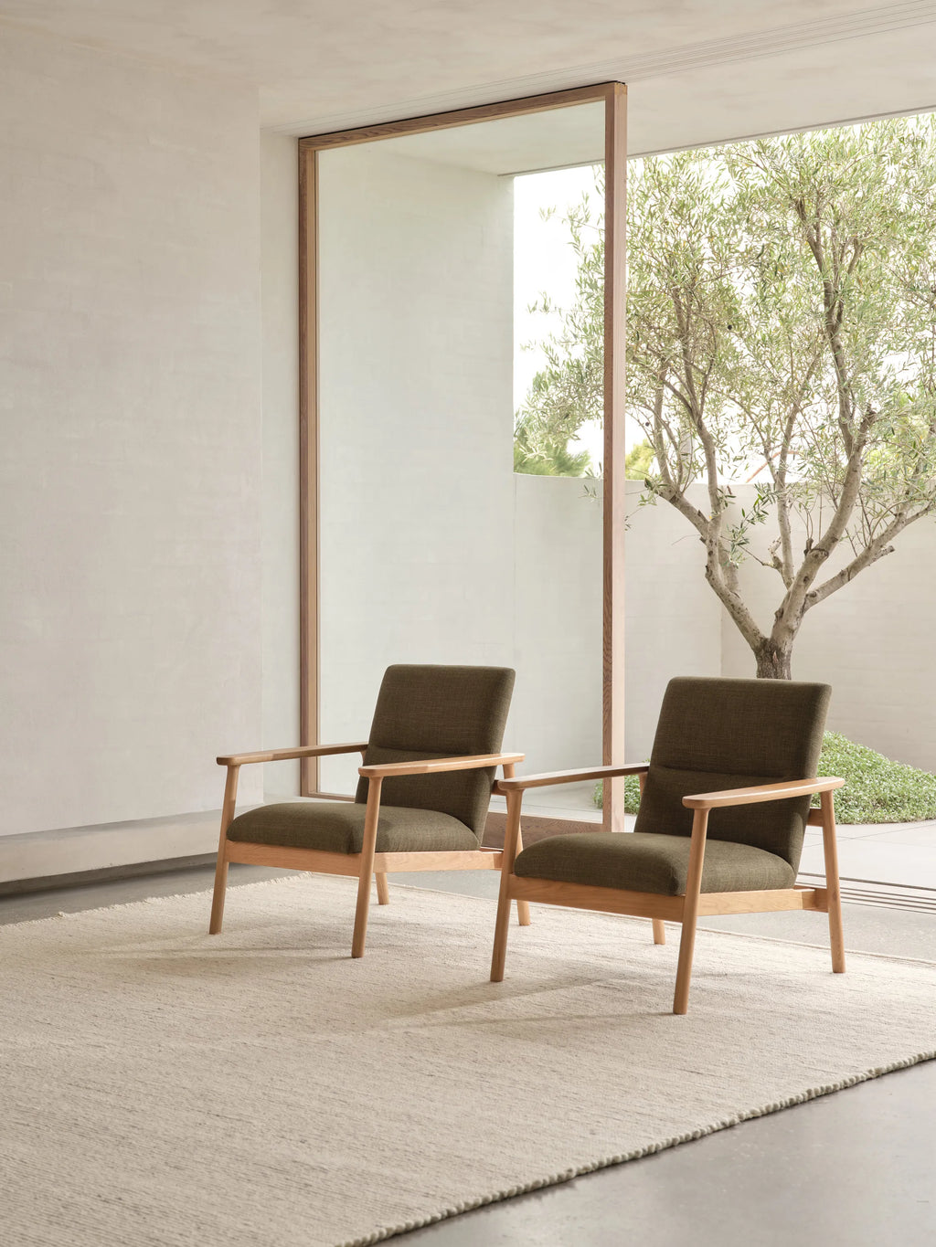 Mysa Armchair Alpine Green Fabric Solid American Oak