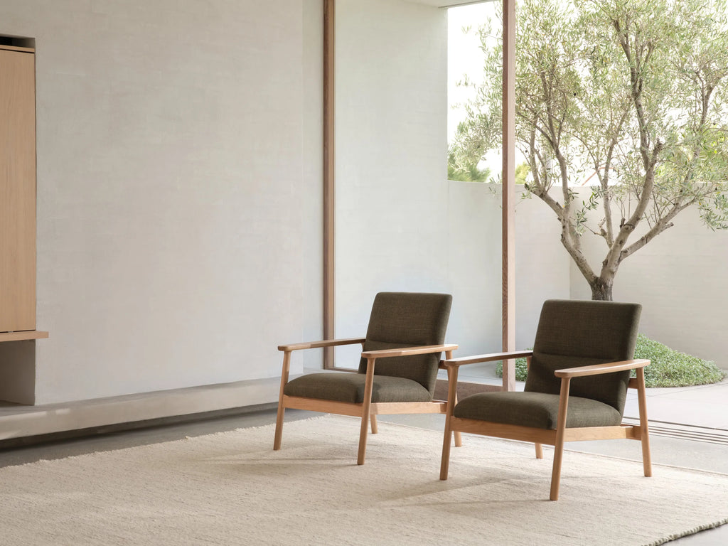 Mysa Armchair Alpine Green Fabric Solid American Oak