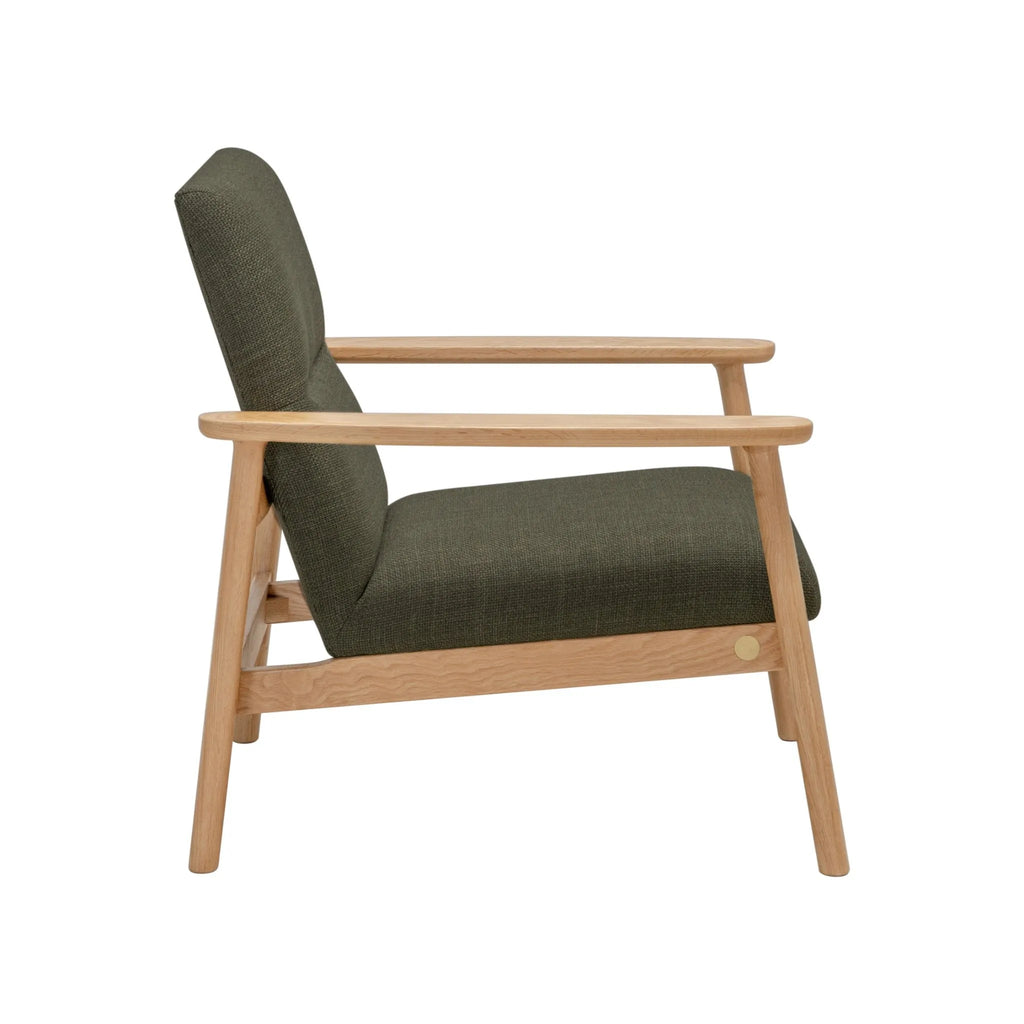 Mysa Armchair Alpine Green Fabric Solid American Oak