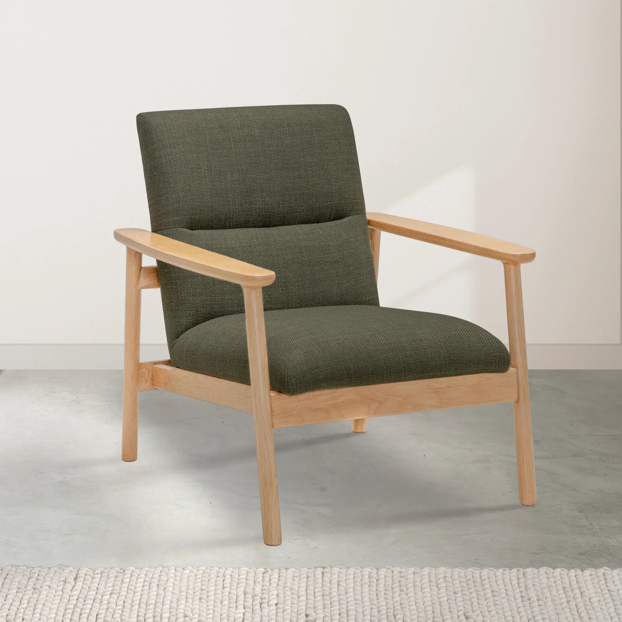 Mysa Armchair Alpine Green Fabric Solid American Oak