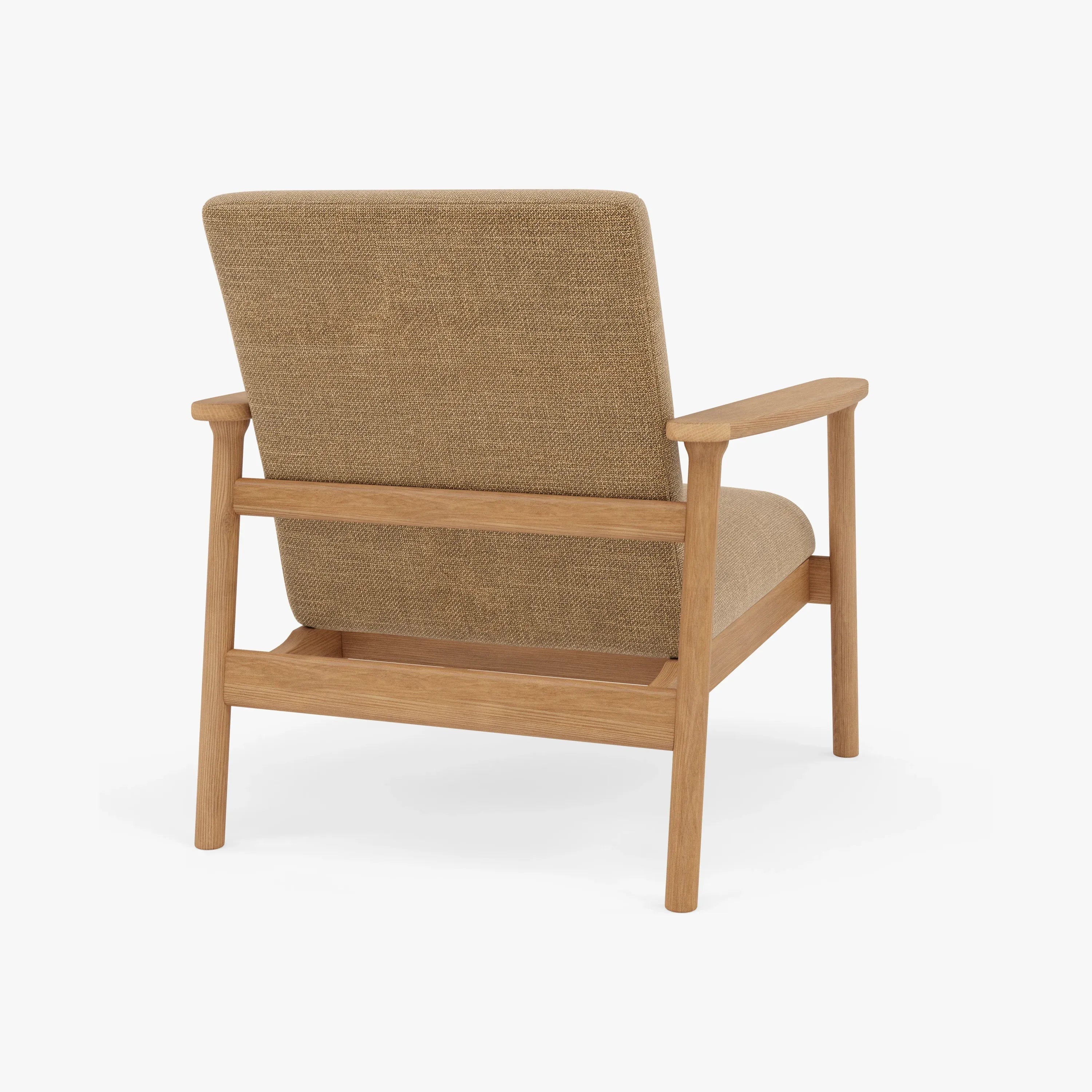 Mysa Armchair Camel Beige Fabric Solid American Oak
