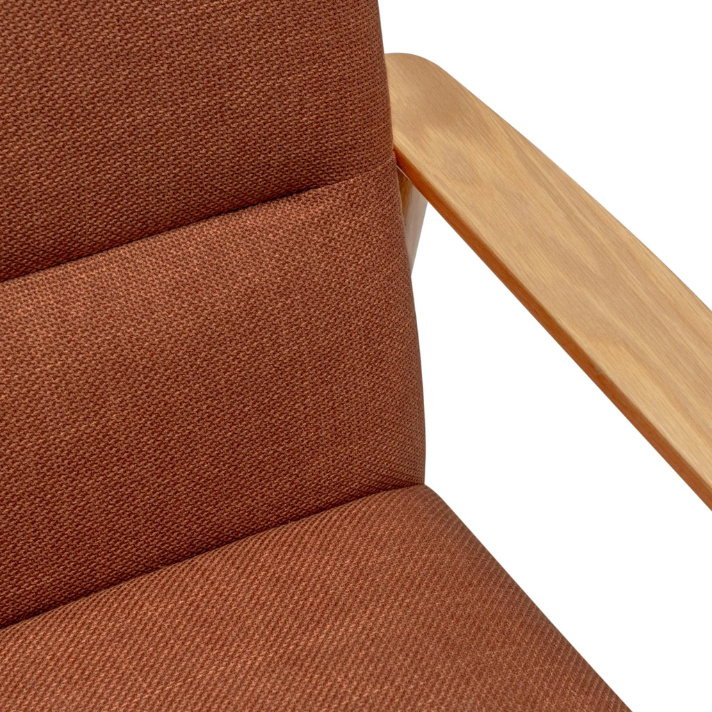 Mysa Armchair Caramel Fabric Solid American Oak