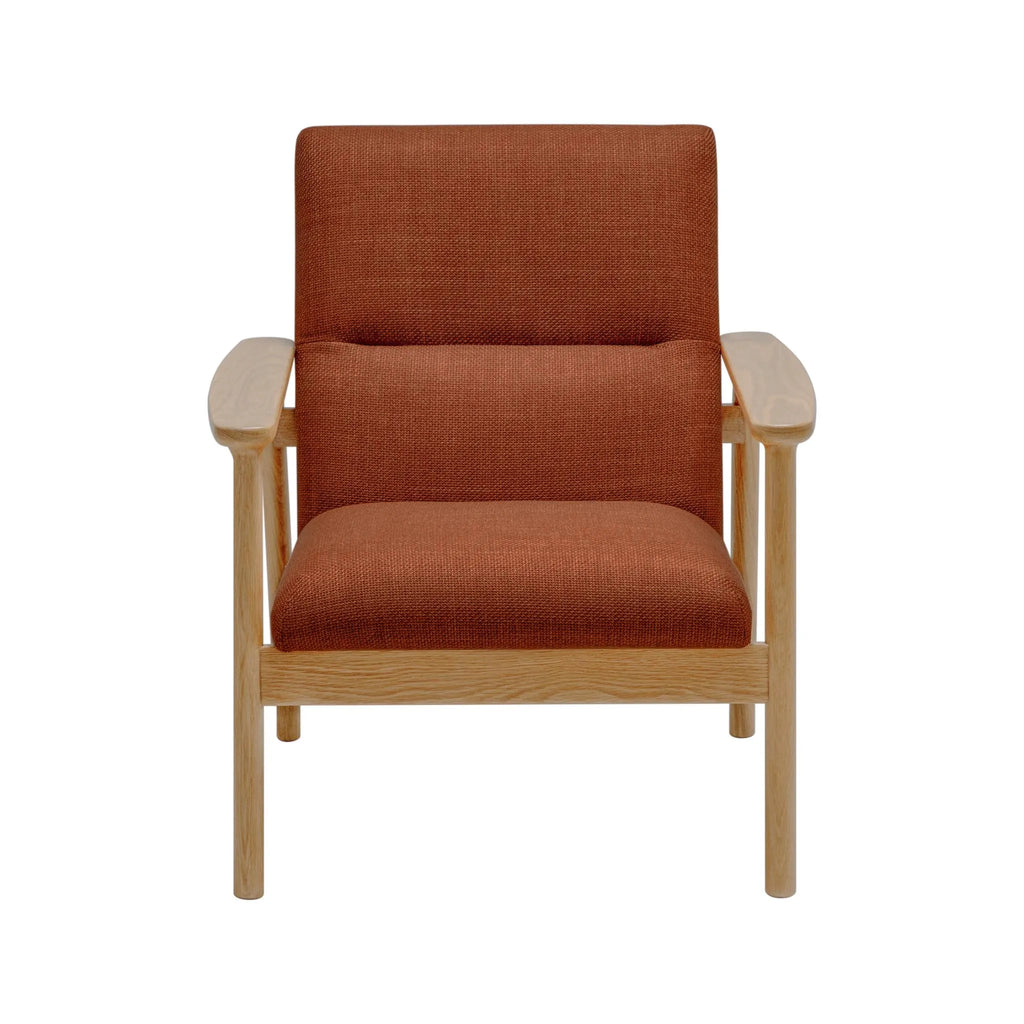 Mysa Armchair Caramel Fabric Solid American Oak
