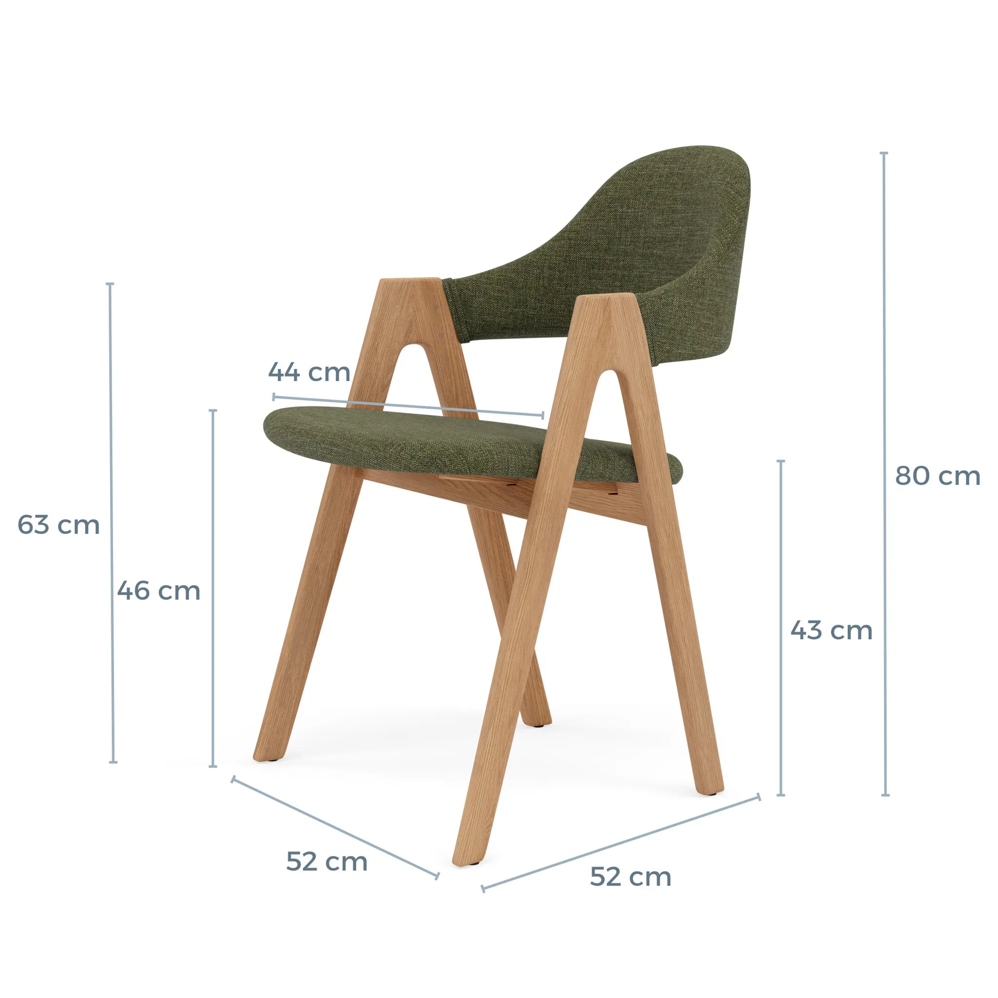 Nestor Dining Chair Aloe Green Fabric Solid American Oak