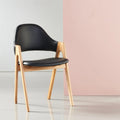 Nestor Dining Chair Black Leather Solid American Oak
