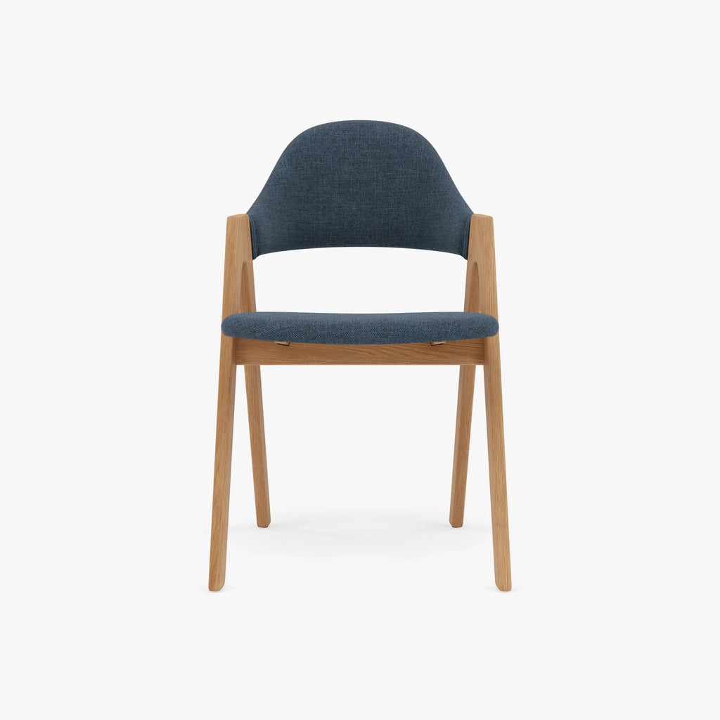 Nestor Dining Chair Chambray Blue Fabric Solid American Oak
