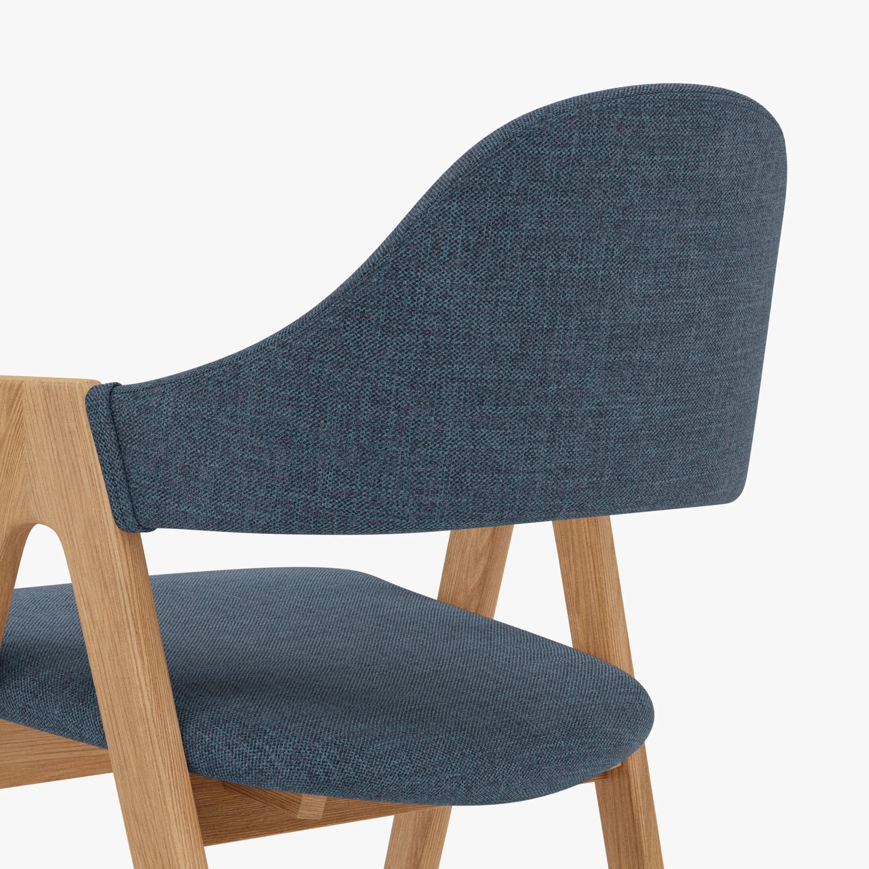 Nestor Dining Chair Chambray Blue Fabric Solid American Oak