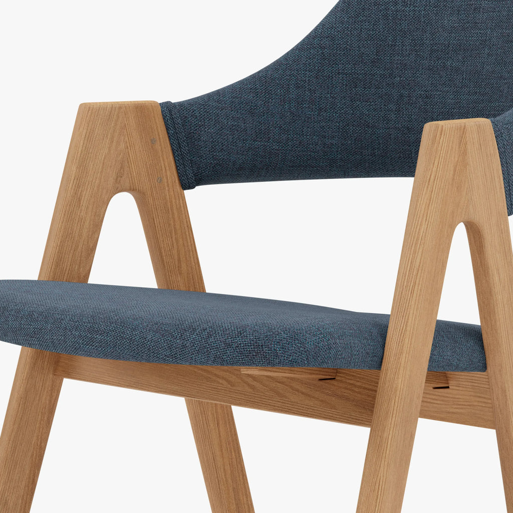 Nestor Dining Chair Chambray Blue Fabric Solid American Oak