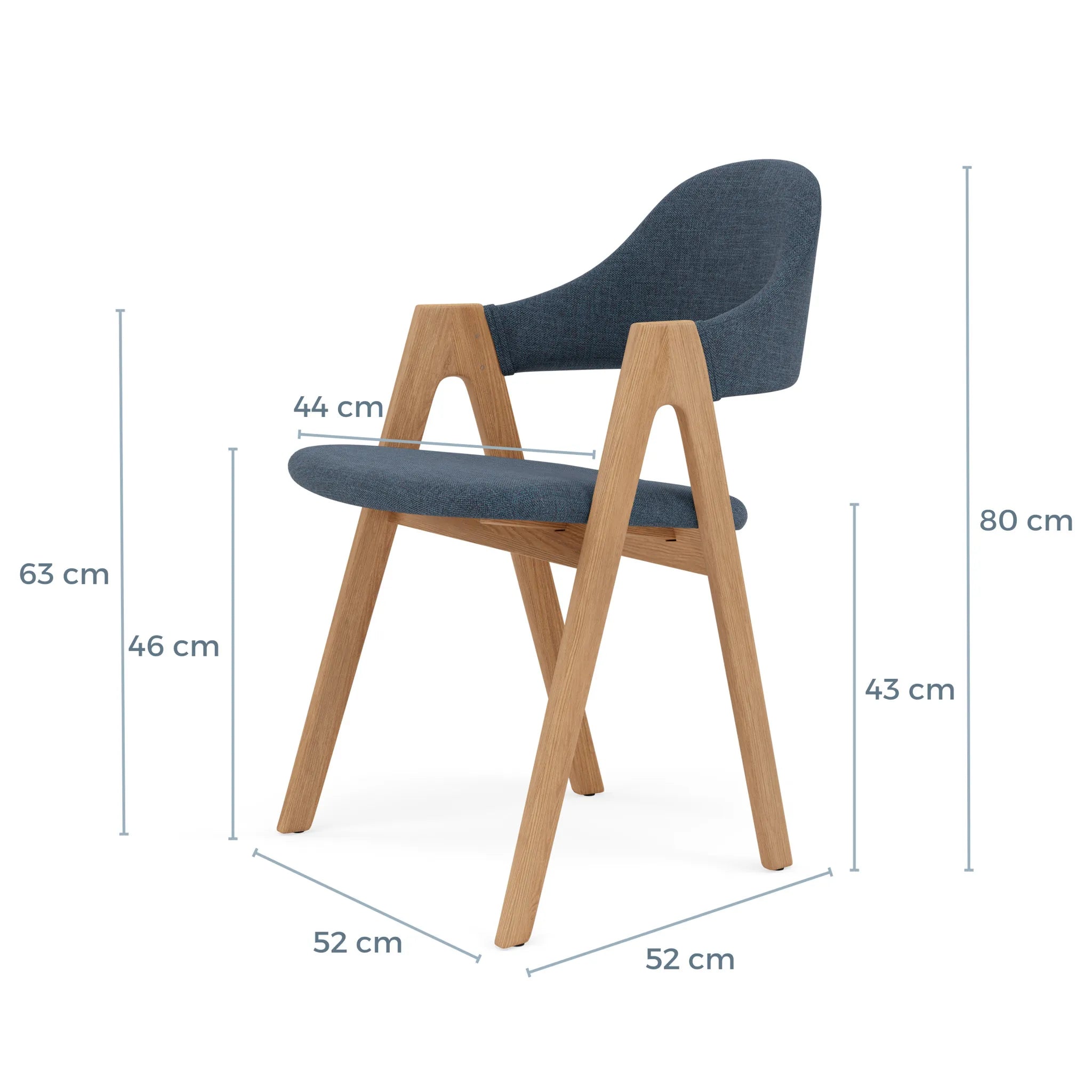 Nestor Dining Chair Chambray Blue Fabric Solid American Oak