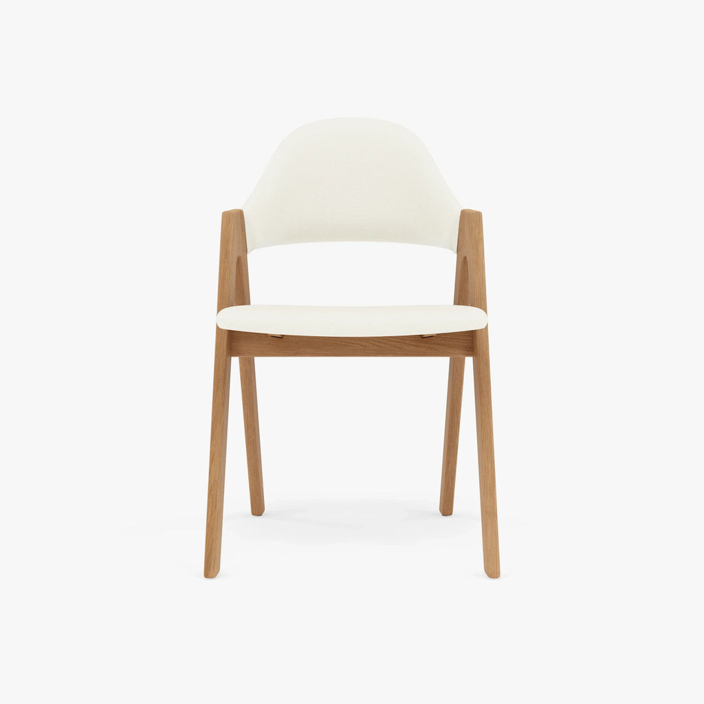 Nestor Dining Chair Cream Leather Solid American Oak