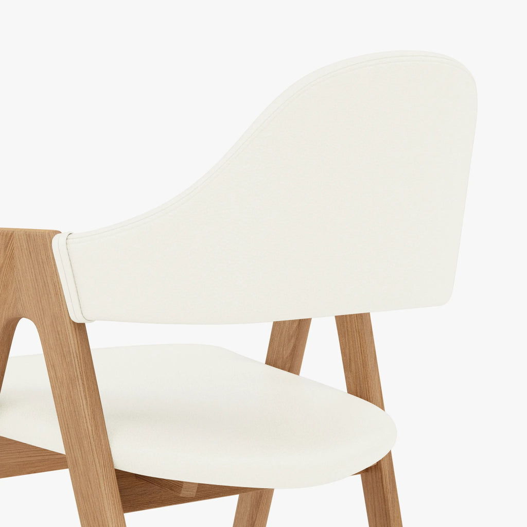 Nestor Dining Chair Cream Leather Solid American Oak