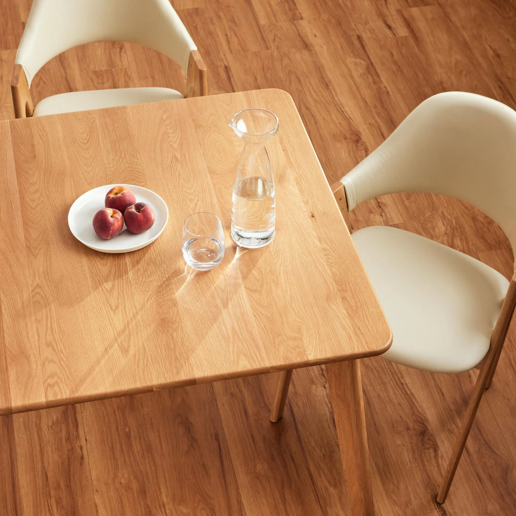 Nestor Dining Chair Cream Leather Solid American Oak