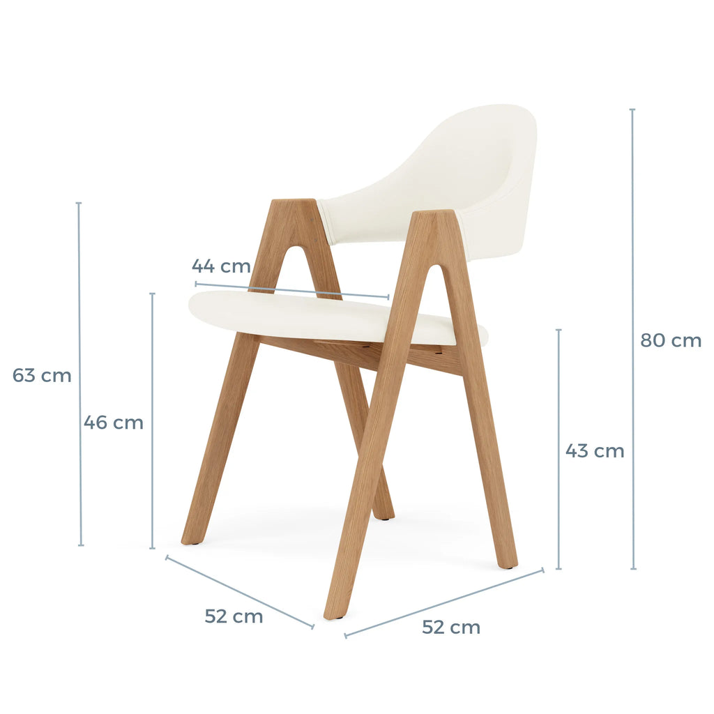 Nestor Dining Chair Cream Leather Solid American Oak