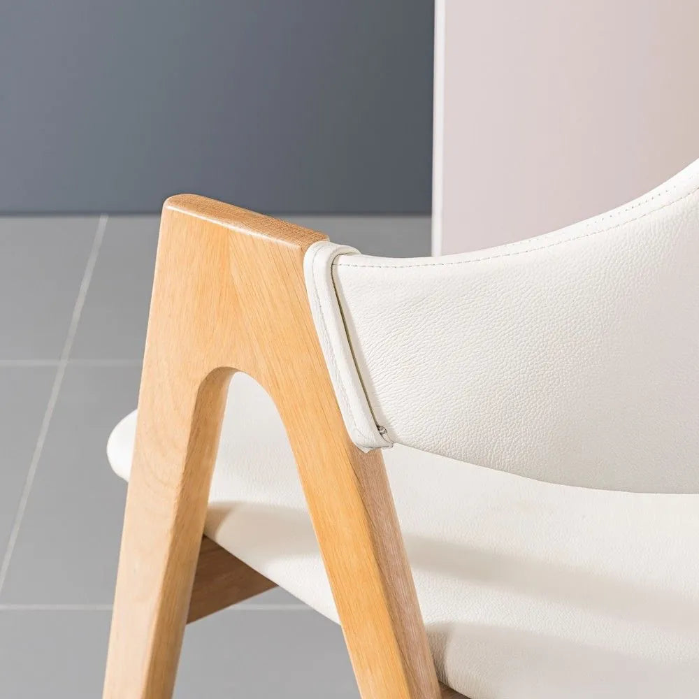 Nestor Dining Chair Cream Leather Solid American Oak