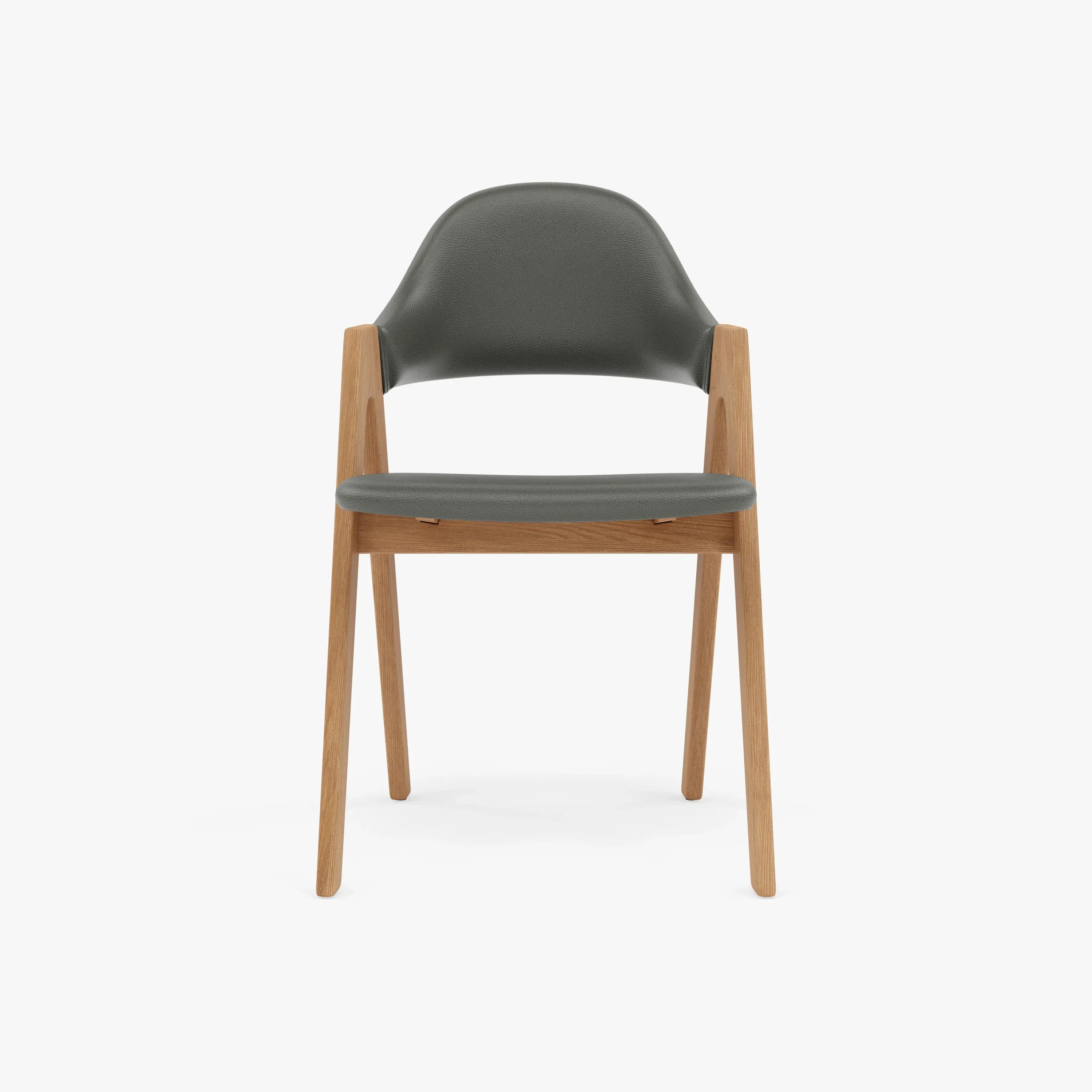 Nestor Dining Chair Grey Leather Solid American Oak