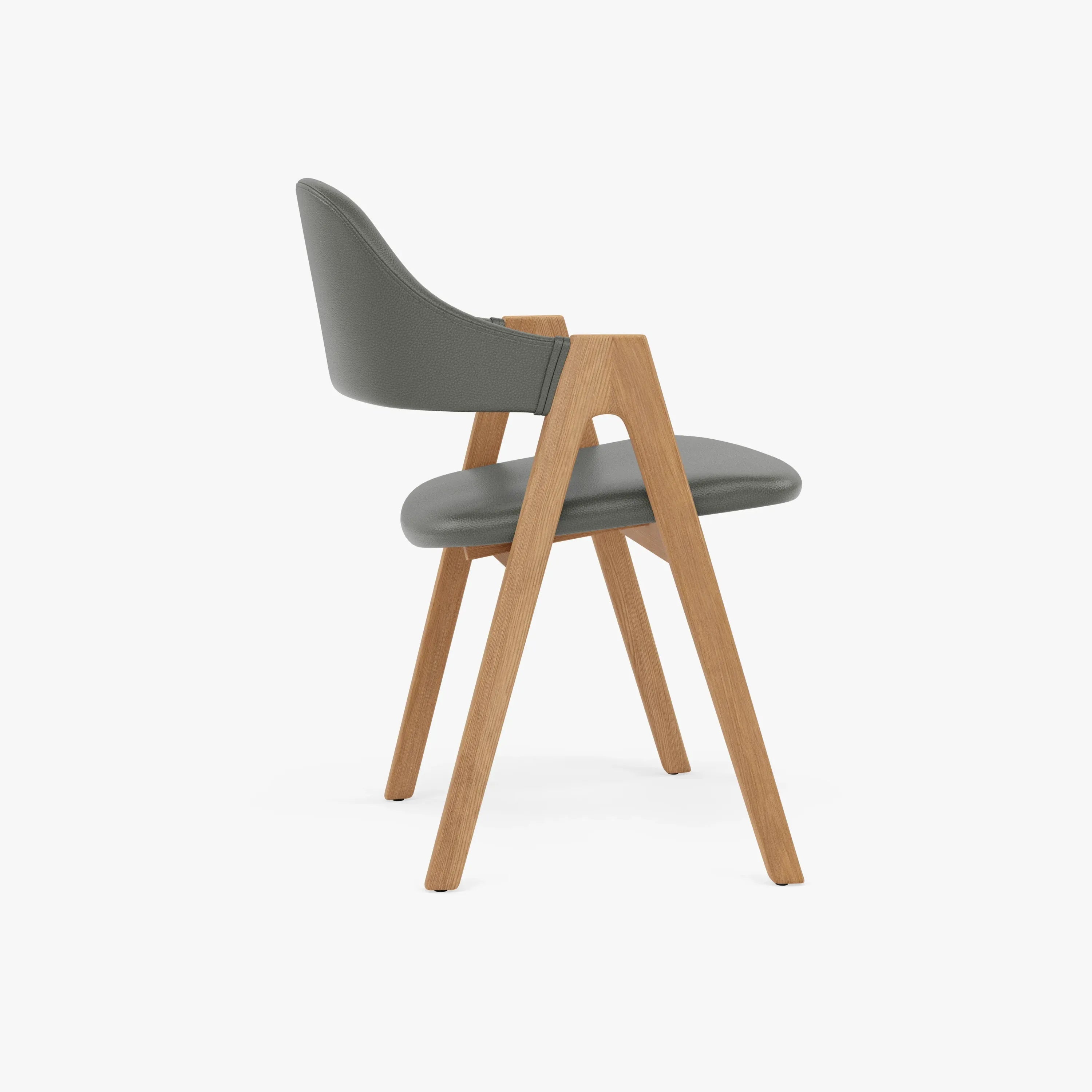 Nestor Dining Chair Grey Leather Solid American Oak