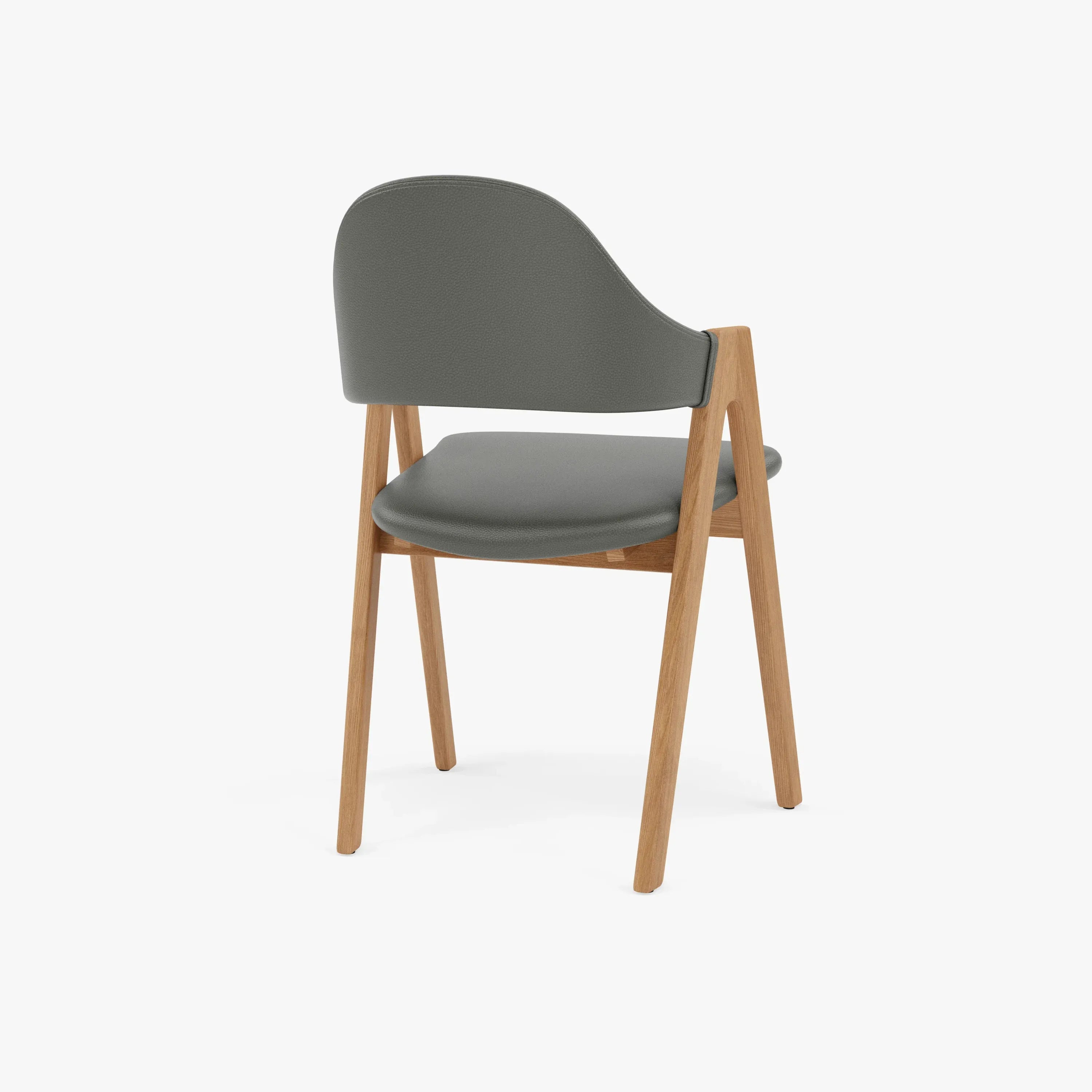 Nestor Dining Chair Grey Leather Solid American Oak
