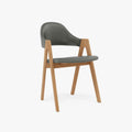 Nestor Dining Chair Grey Leather Solid American Oak