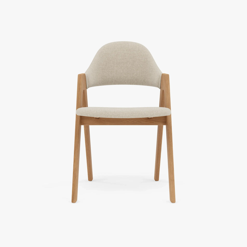 Nestor Dining Chair Oatmeal Beige Fabric Solid American Oak